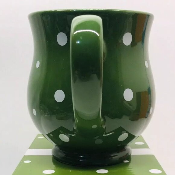 Temp-tations by Tara 16 oz. Green and White Polka Dot Ceramic Mug New no Box - Picture 4 of 5